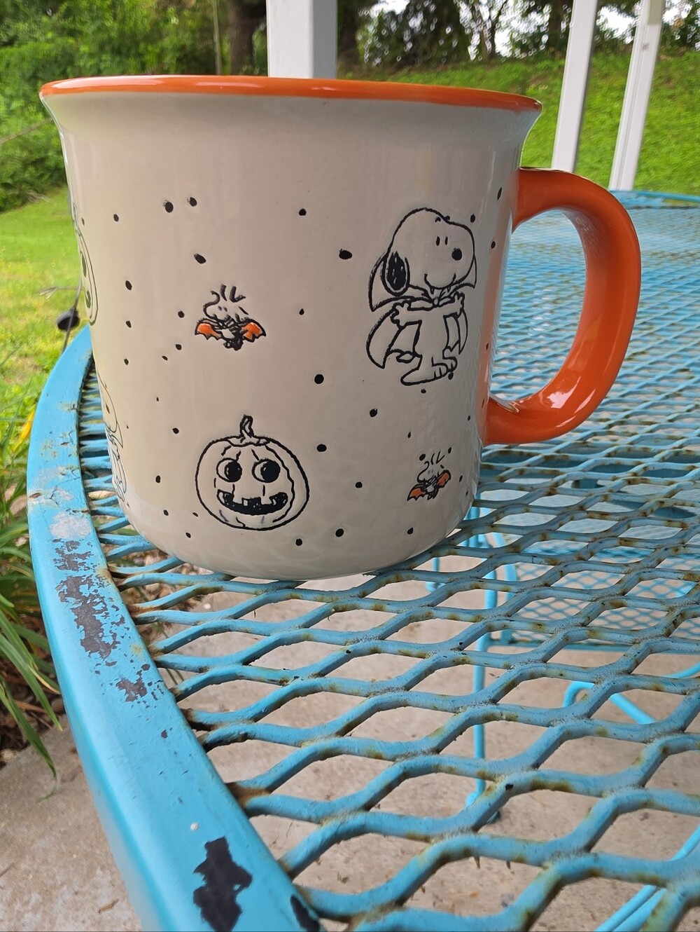 Large Peanuts Halloween Mug Snoopy Woodstock Ceramic by Gibson - Picture 4 of 7